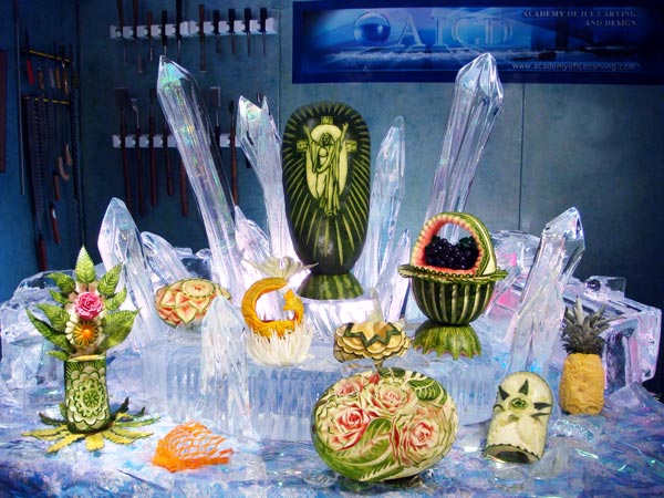 fruit ice sculpture